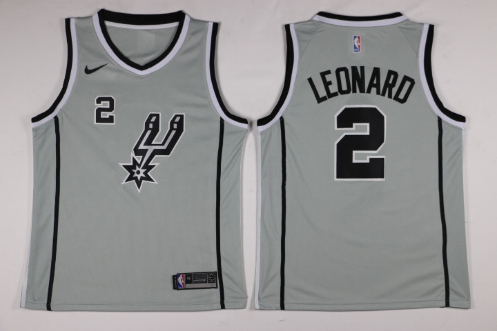 Men San Antonio Spurs #2 Leonard Grey Game Nike NBA Jerseys-0